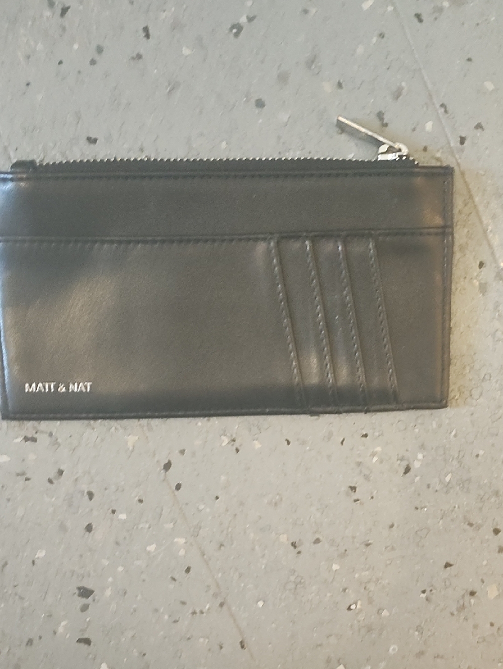 Matt & Nat Black Slim Zip Card Wallet